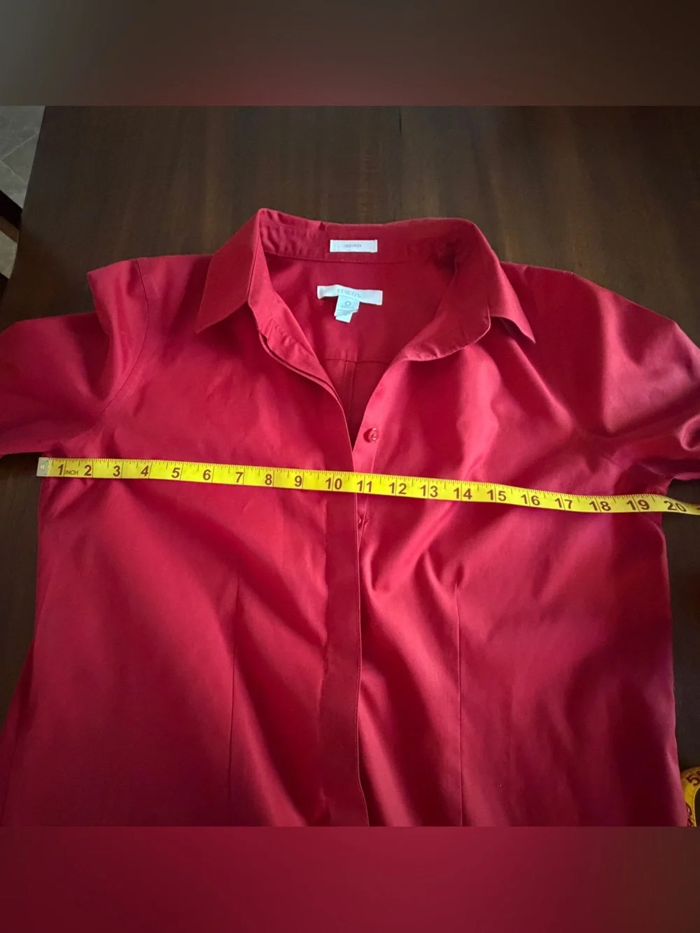Chico's Vibrant Red Button-Down Collared Top - Picture 5 of 6